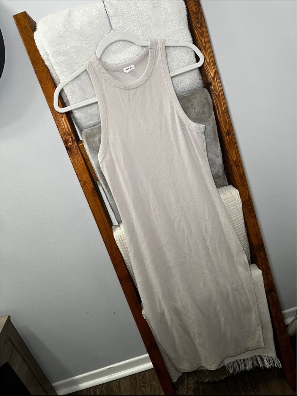 Garage Sleeveless Tank Midi Dress in Light Taupe